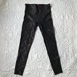 SPANX Faux Leather Black Patterned Leggings